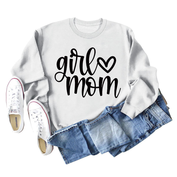 Girmom Love Letter Printing Fashion Loose Bottoming Long Sleeve Plus Size Sweater