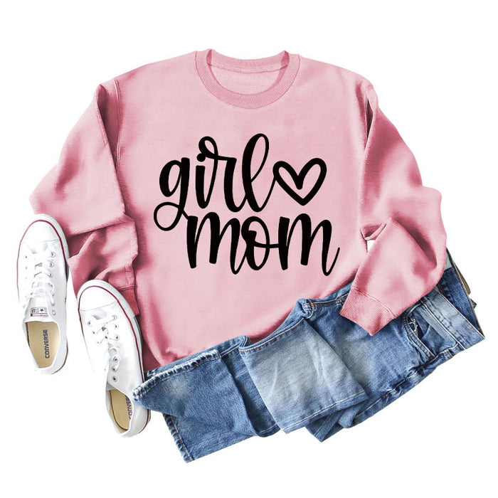 Girmom Love Letter Printing Fashion Loose Bottoming Long Sleeve Plus Size Sweater