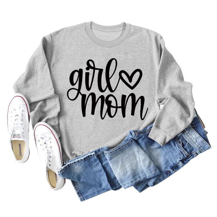 Girmom Love Letter Printing Fashion Loose Bottoming Long Sleeve Plus Size Sweater