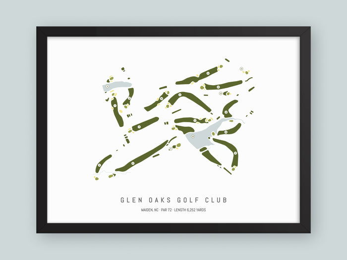 Glen-Oaks-Golf-Club-NC--Black-Frame-24x18-With-Hole-Numbers