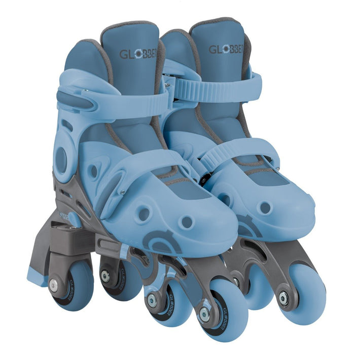 Globber 2 in 1 Learning Inline Roller Skates  for Toddlers: Size 29-32 - Ash Blue