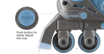 Globber 2 in 1 Learning Inline Roller Skates  for Toddlers: Size 29-32 - Ash Blue