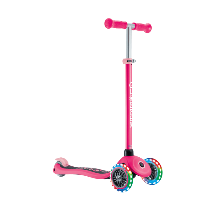 Globber Primo V2 Scooter with Lights and Griptape - Fuchsia/ Pastel Pink