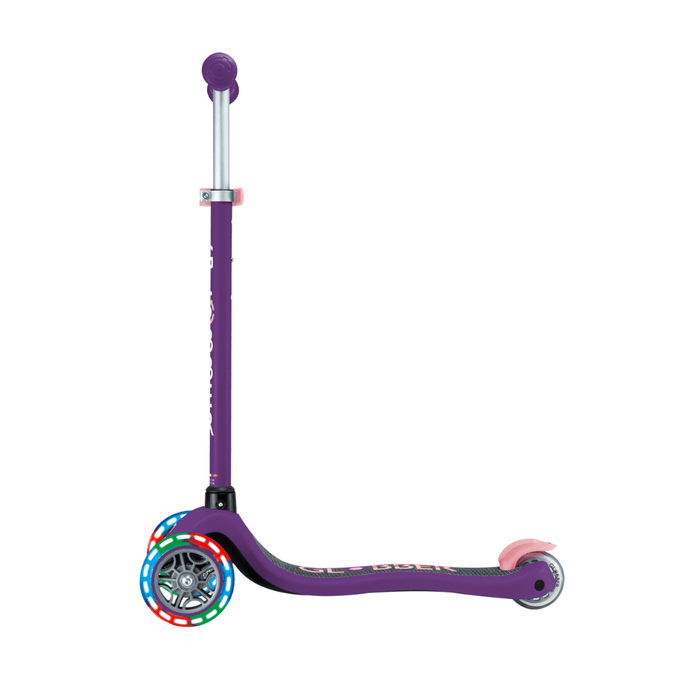 Globber Primo V2 Scooter with Lights and Griptape - Purple/ Pastel Pink