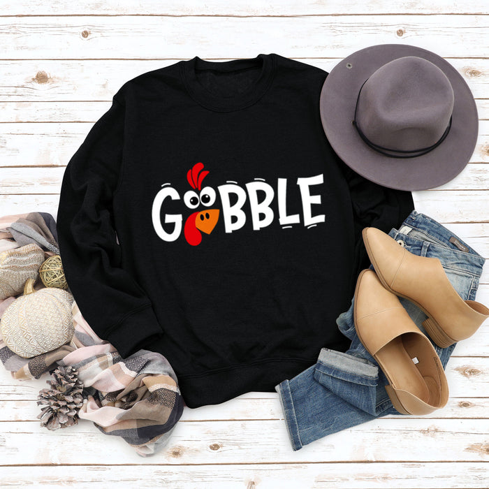 GOBBLE Alphabet Print Large Long Sleeve Women's Sweatshirt
