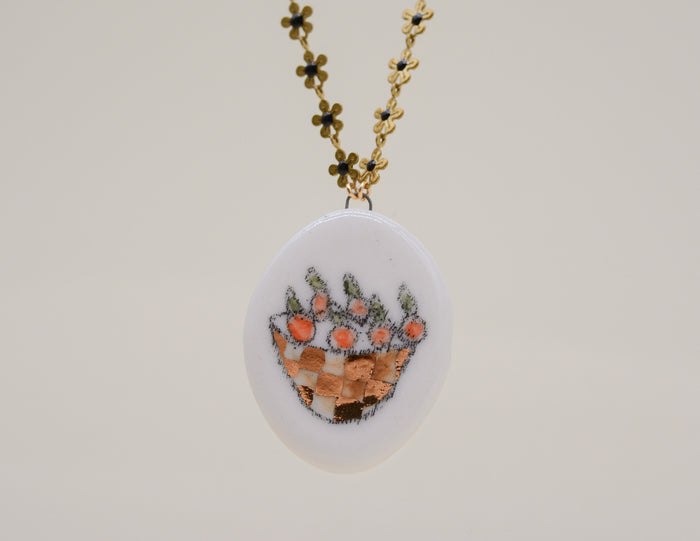 Gold Bowl of Oranges Necklace