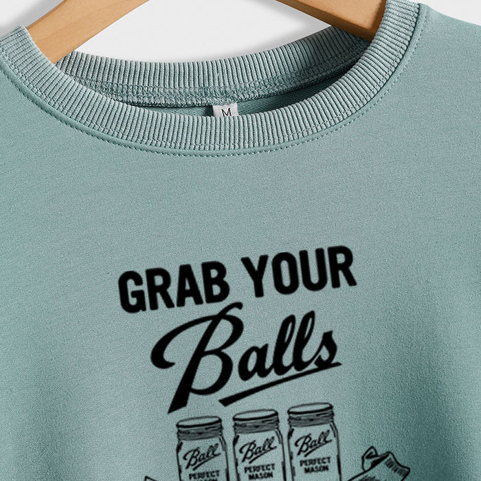 GRAB YOUR BALLS ITS Letters Loose Plus Size Long-sleeved Sweater Women