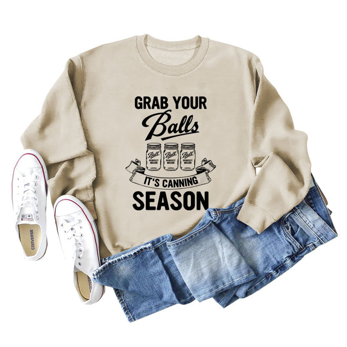 GRAB YOUR BALLS ITS Letters Loose Plus Size Long-sleeved Sweater Women