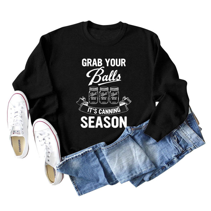 GRAB YOUR BALLS ITS Letters Loose Plus Size Long-sleeved Sweater Women