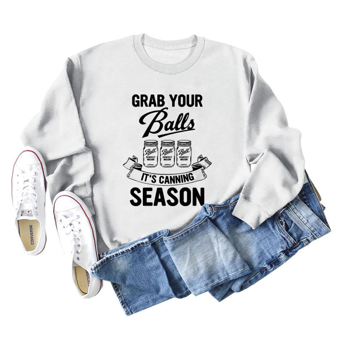 GRAB YOUR BALLS ITS Letters Loose Plus Size Long-sleeved Sweater Women