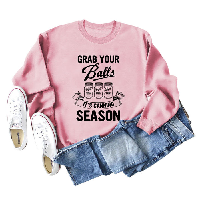 GRAB YOUR BALLS ITS Letters Loose Plus Size Long-sleeved Sweater Women