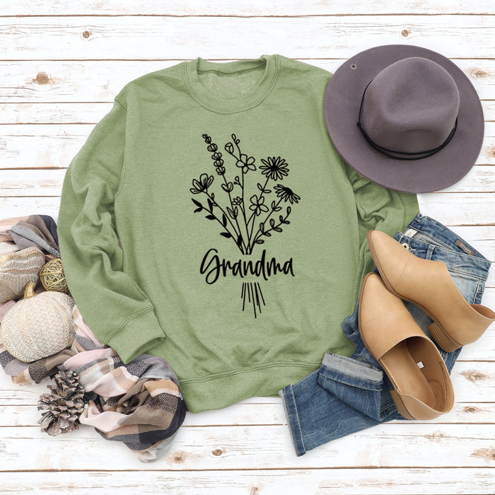 Olive green sweater (black font) / S