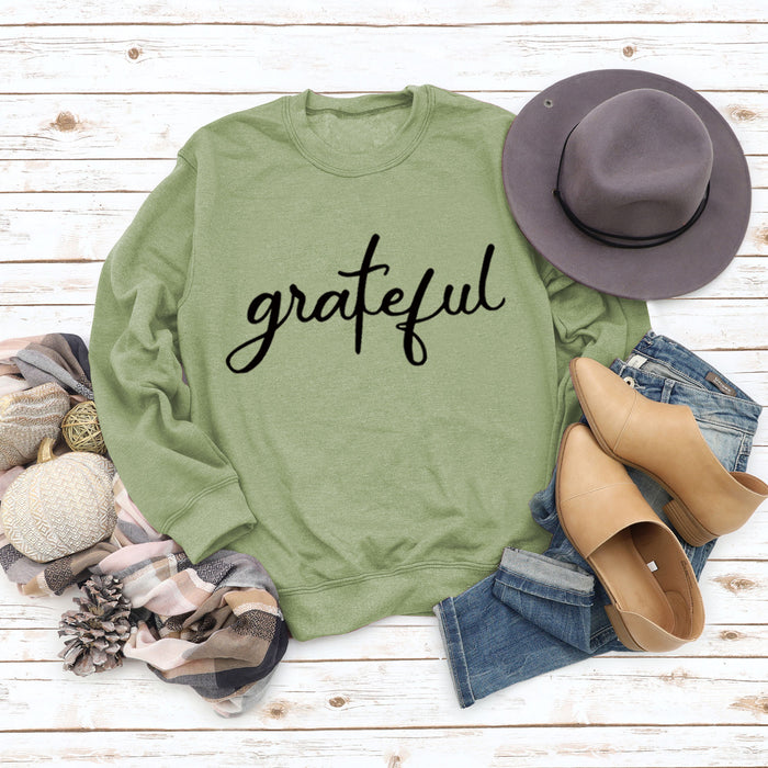Olive green sweater (black font) / S