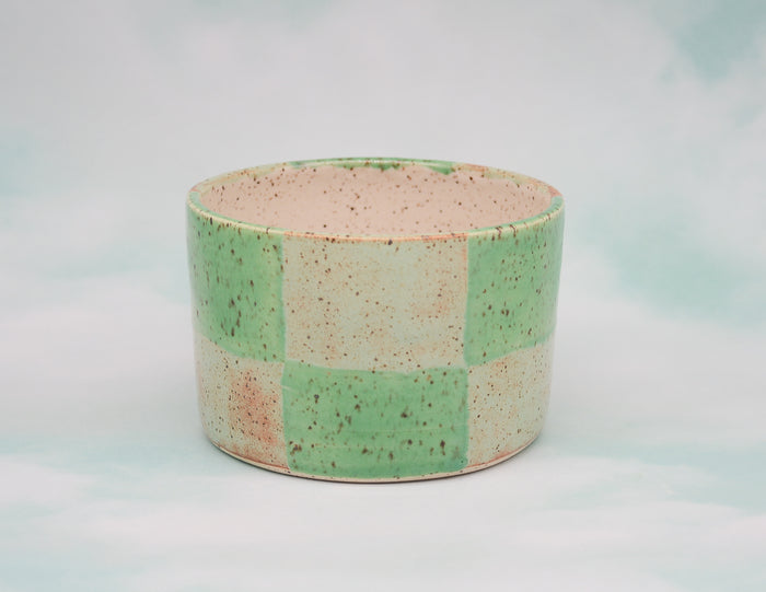Green and Brown Checkerboard Planter