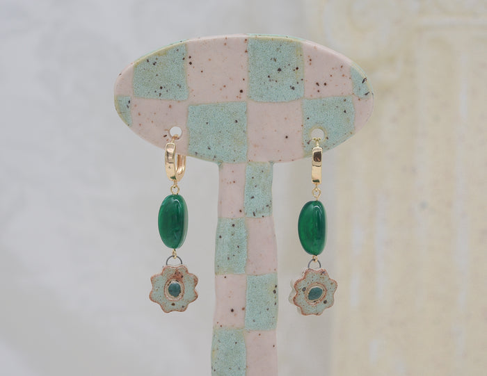 Green Daisy Earrings
