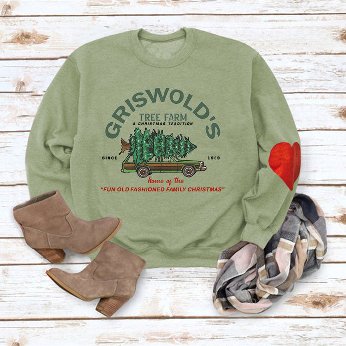 Olive green love arm sweater (black word color picture) / S