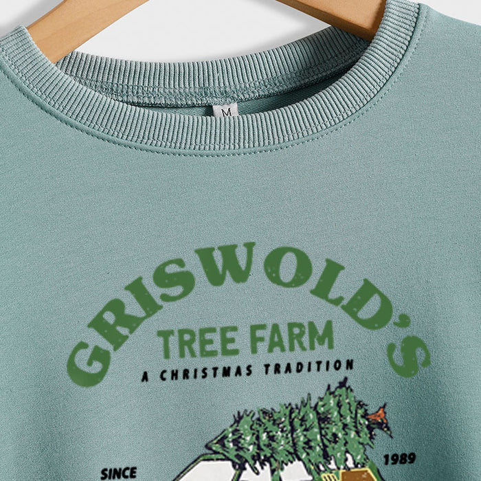 GRISWOLD'S TREE FARM Letter Christmas Loose Sweater Long Sleeve Woman