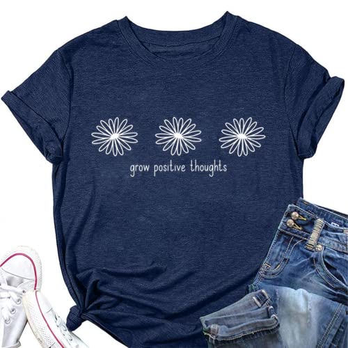 Grow Positive Thoughts Tees Women Self Care Gift Wildflower Plants T-Shirt