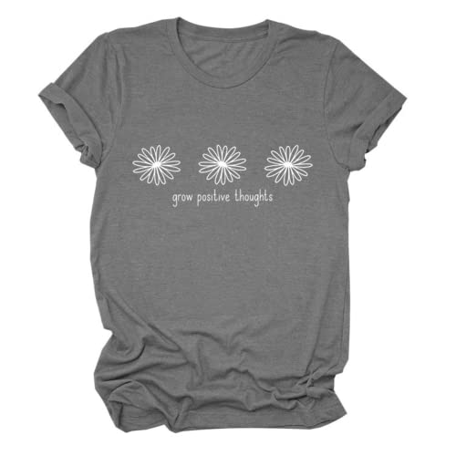 Grow Positive Thoughts Tees Women Self Care Gift Wildflower Plants T-Shirt