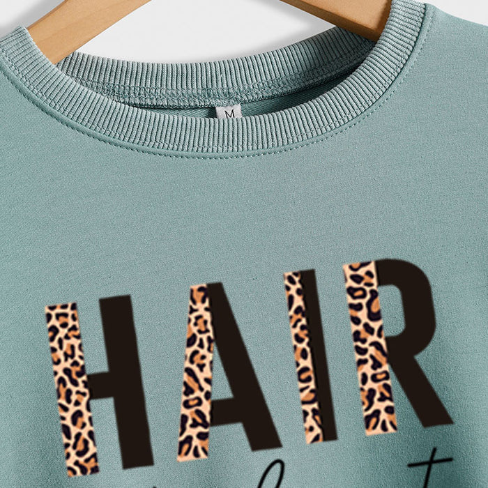 HAIR Stylist Letter Print Long-sleeved Fall and Winter Bottoming T-shirt Round Neck Sweater Shirt