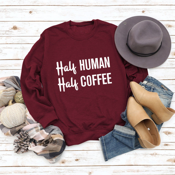 Wine red sweater (white font) / S
