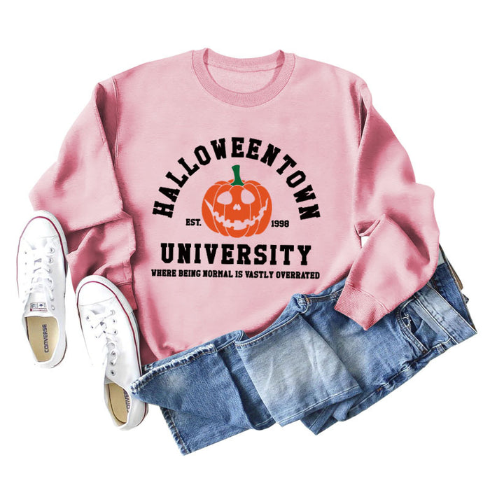 HALLOWEENTOWN Fashion Women's Round Neck Bottoming Autumn and Winter Long Sleeve Ladies Sweater
