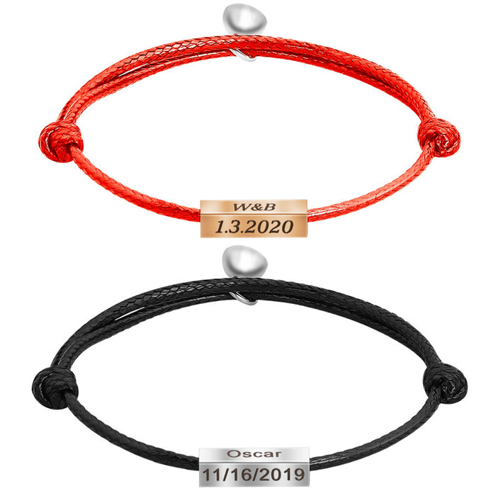 Handmade Rope Braided Couples Magnetic Bracelet, Adjustable Bracelet, Love Bracelet For Men Women