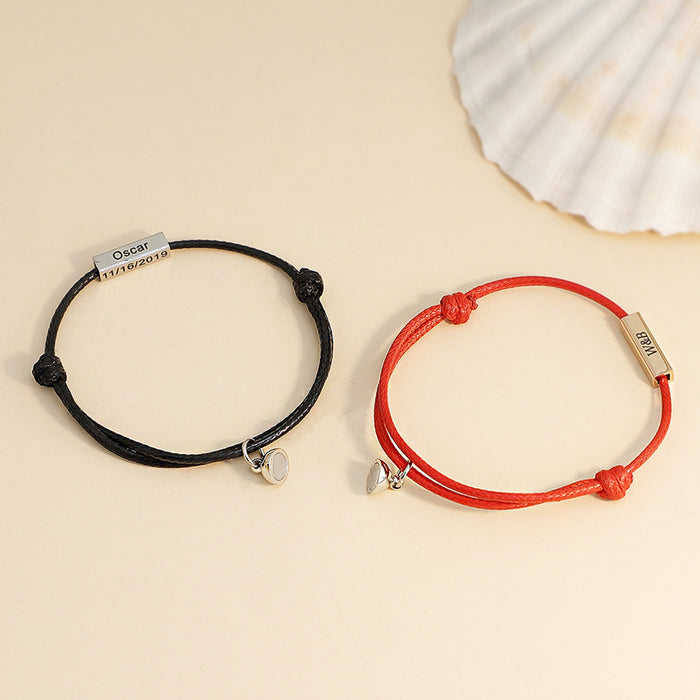 Handmade Rope Braided Couples Magnetic Bracelet, Adjustable Bracelet, Love Bracelet For Men Women