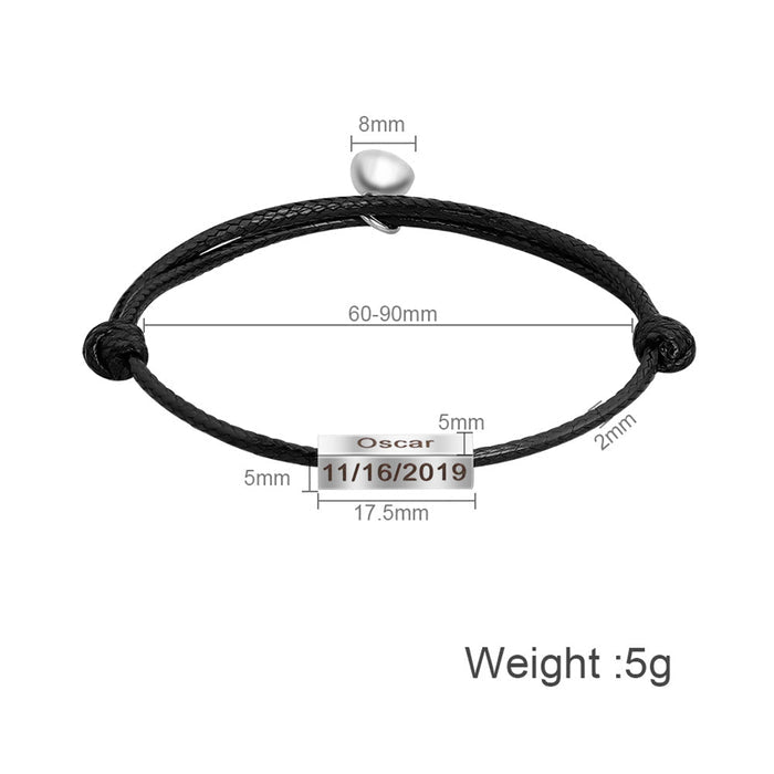 Handmade Rope Braided Couples Magnetic Bracelet, Adjustable Bracelet, Love Bracelet For Men Women
