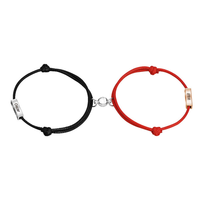 Handmade Rope Braided Couples Magnetic Bracelet, Adjustable Bracelet, Love Bracelet For Men Women