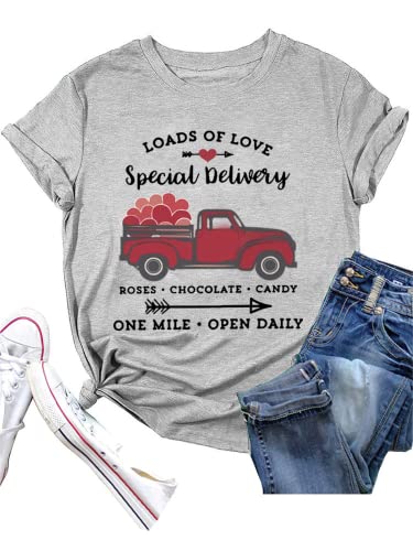 Happy Valentines Day Truck Shirt Women Loads of Love T-Shirt
