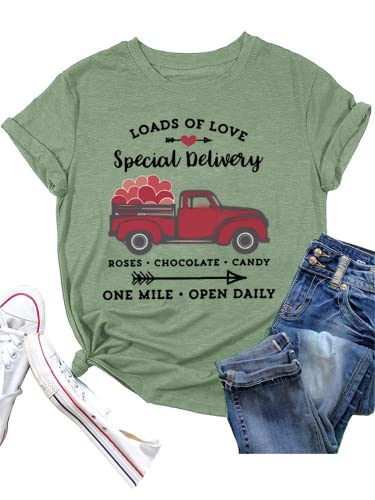 Happy Valentines Day Truck Shirt Women Loads of Love T-Shirt