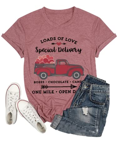 Happy Valentines Day Truck Shirt Women Loads of Love T-Shirt
