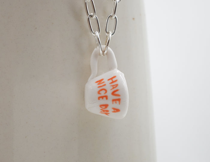 Have a Nice Day Mug Necklace - Orange