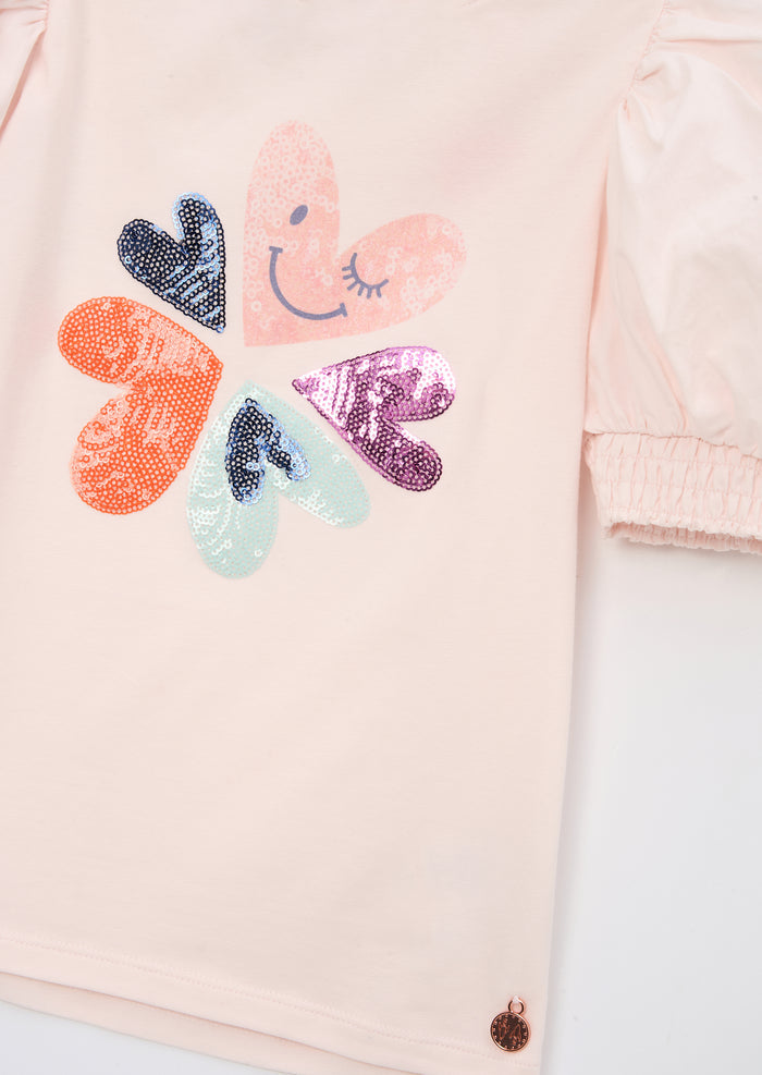 Heidi Sequin Embellished Puff Sleeve Tee