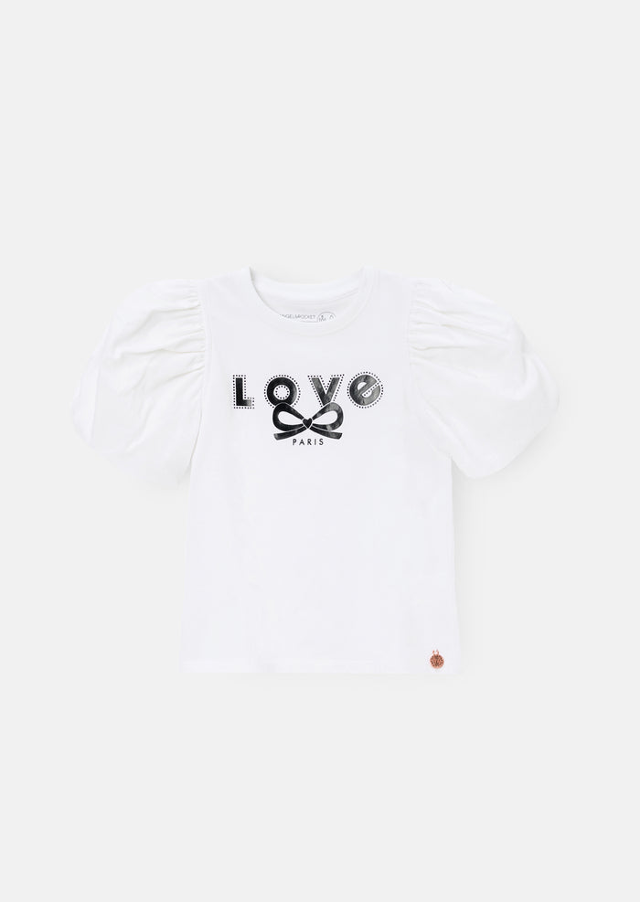 Heidi White Puff Sleeve Embellished Tee