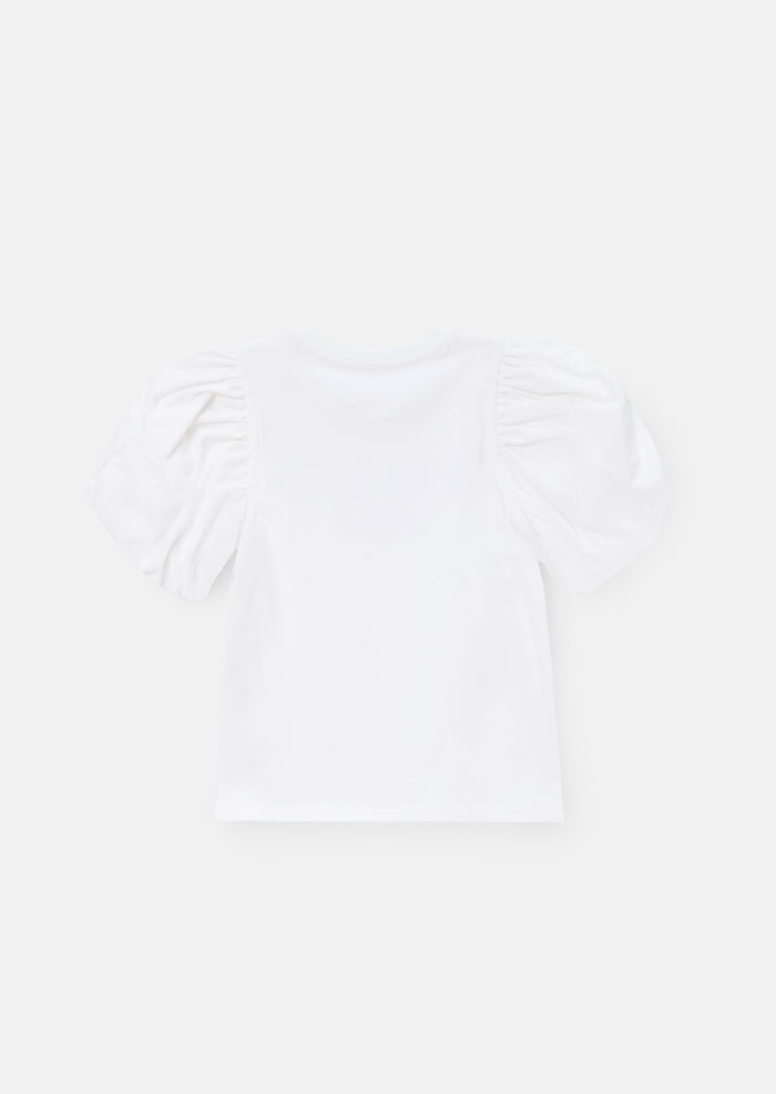 Heidi White Puff Sleeve Embellished Tee