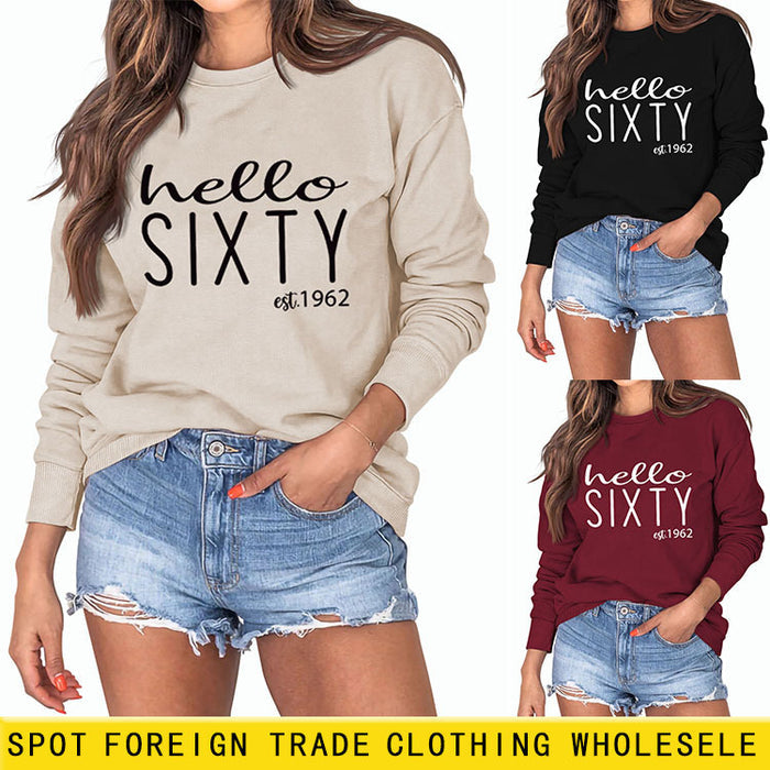 Hello Sixty Fashion Round Neck Loose Large Long Sleeve Letter Sweater
