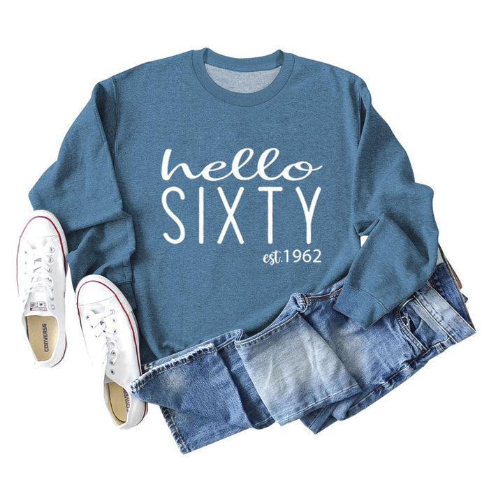 Blue sweater (white font) / S