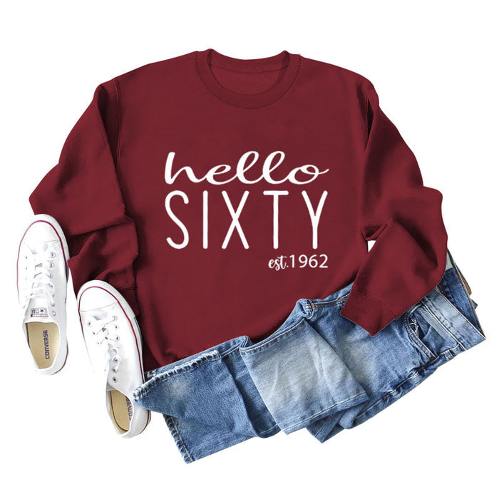 Hello Sixty Fashion Round Neck Loose Large Long Sleeve Letter Sweater