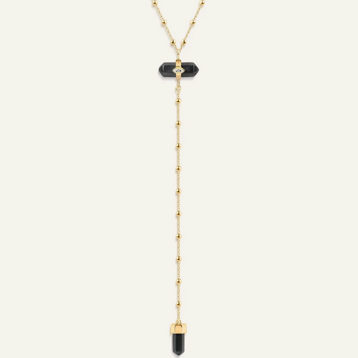 Hematite Evil Eye Drop  Necklace