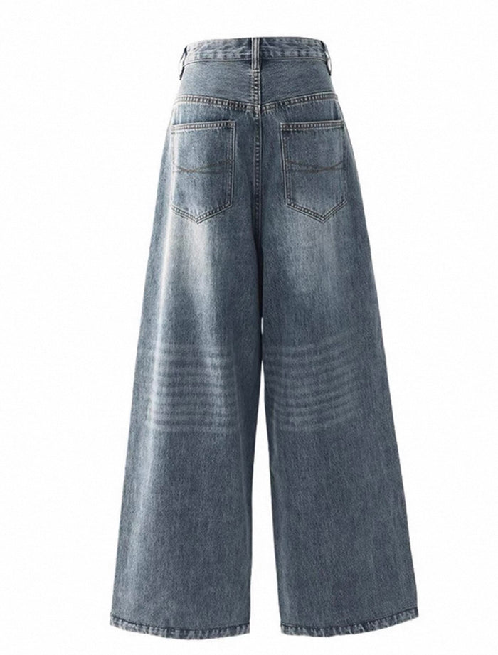Wide-leg jeans on a white background