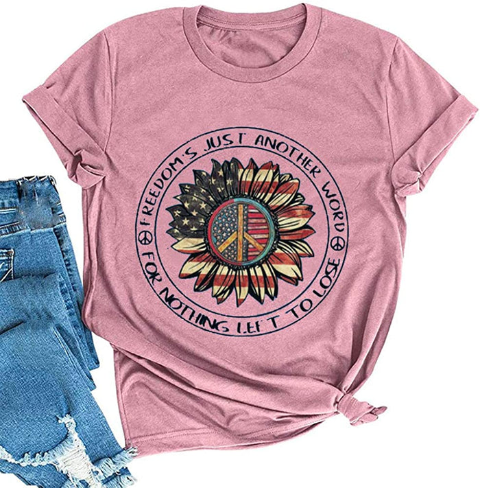 Hippie American Flag T-Shirt Freedom's Just Another Word for Nothing Left to Lose T-Shirt