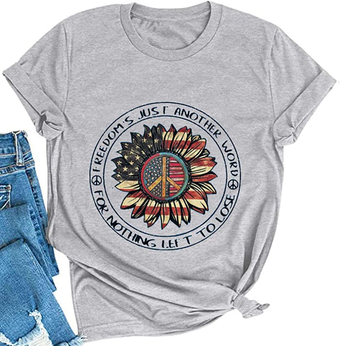 Hippie American Flag T-Shirt Freedom's Just Another Word for Nothing Left to Lose T-Shirt