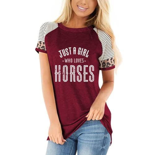 Horse Girl Farm Lover T-Shirt Women Just a Girl Who Loves Horses Tees Tops