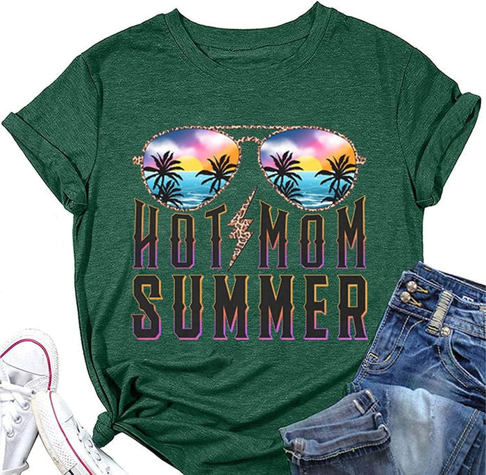 Hot Mom Summer Tee Women Funny Mom T-Shirt