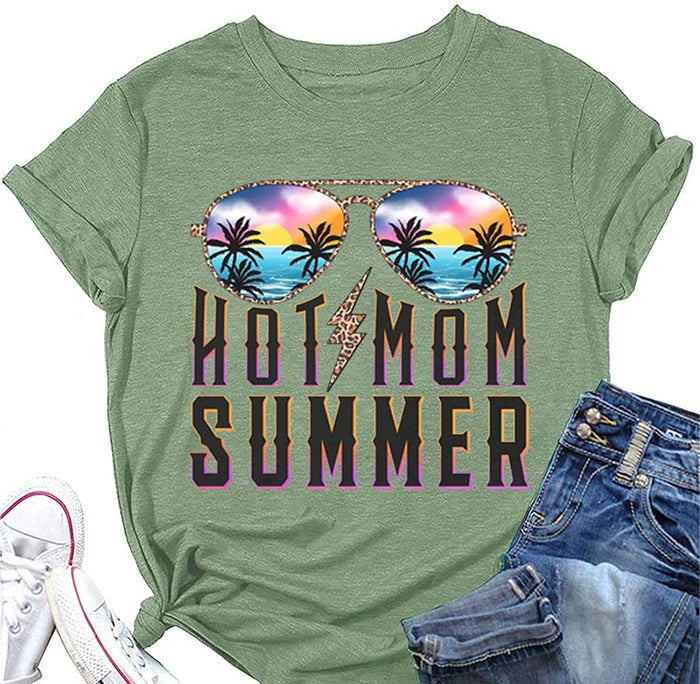 Hot Mom Summer Tee Women Funny Mom T-Shirt