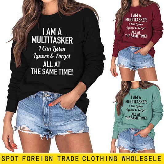 I AM A MULTITASKER CREW NECK LOOSE LS WOMEN'S SWEATER