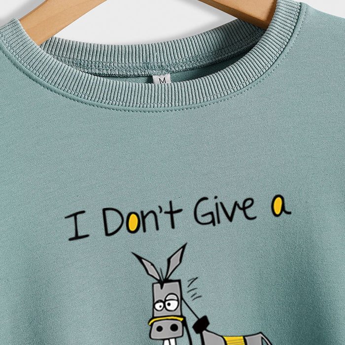 I Don't Give A Hamster Horse Letter Printing New Round Neck Long Sleeve Sweater Girl