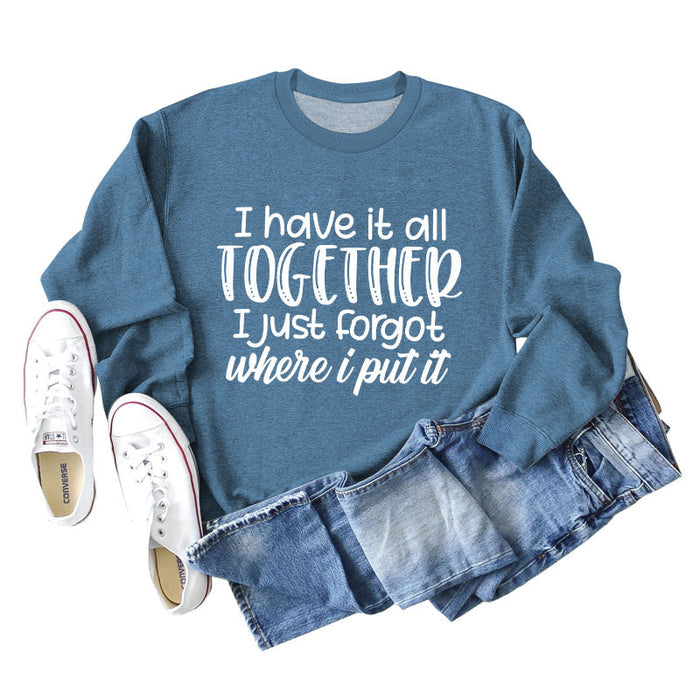 Blue sweater (white font) / S